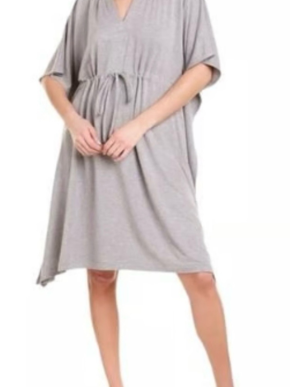 MWT TOMMY BAHAMA Light Gray Drawstring V-Neck Midi Dress size S/M